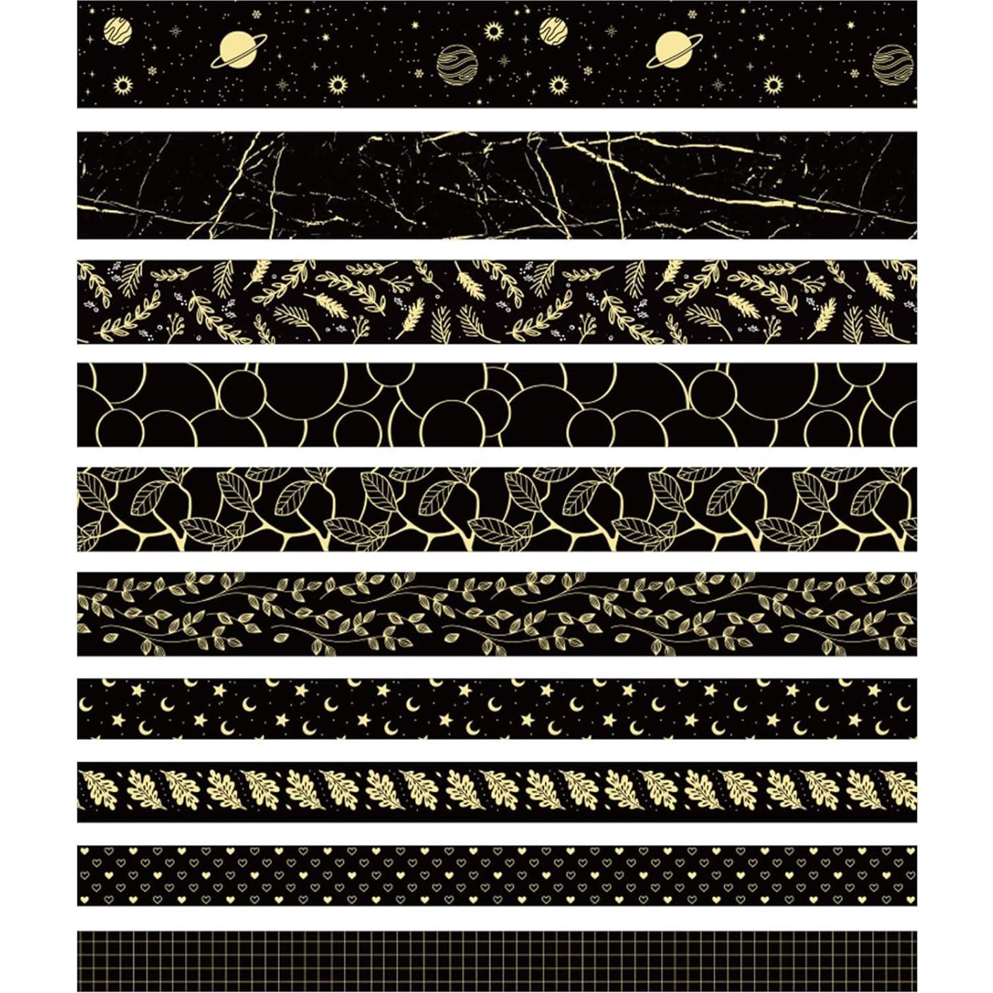 Conjunto de Cinta Washi YUBX 10 Rollos Decorativas Oro