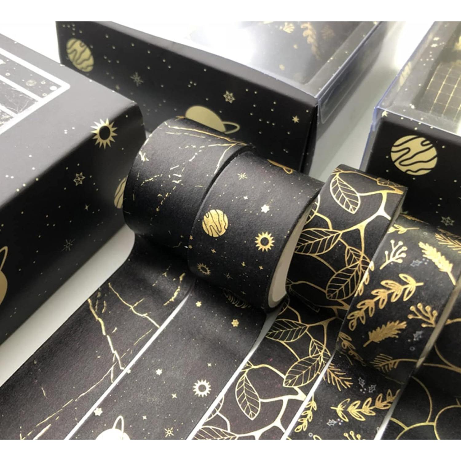 Conjunto de Cinta Washi YUBX 10 Rollos Decorativas Oro