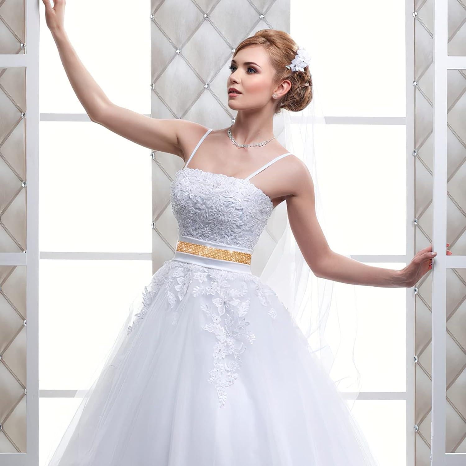 Cinta de Rhinestone Autoadhesiva Grande&Sueño 1.3 cm x 3 m Dorado