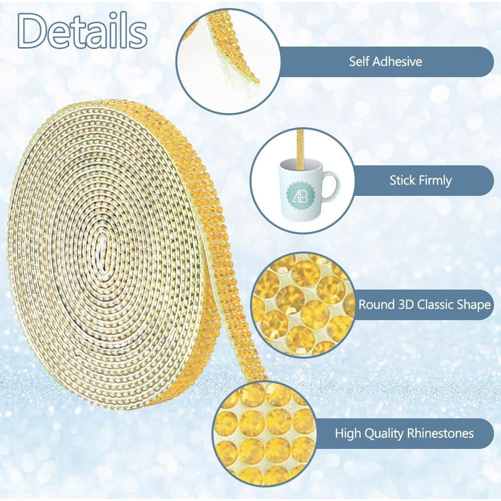 Cinta de Strass Autoadhesiva SycloPak 3 Yardas Dorada 0.8 cm