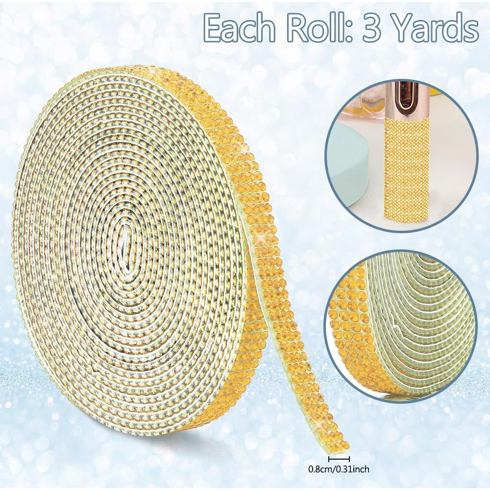 Cinta de Strass Autoadhesiva SycloPak 3 Yardas Dorada 0.8 cm