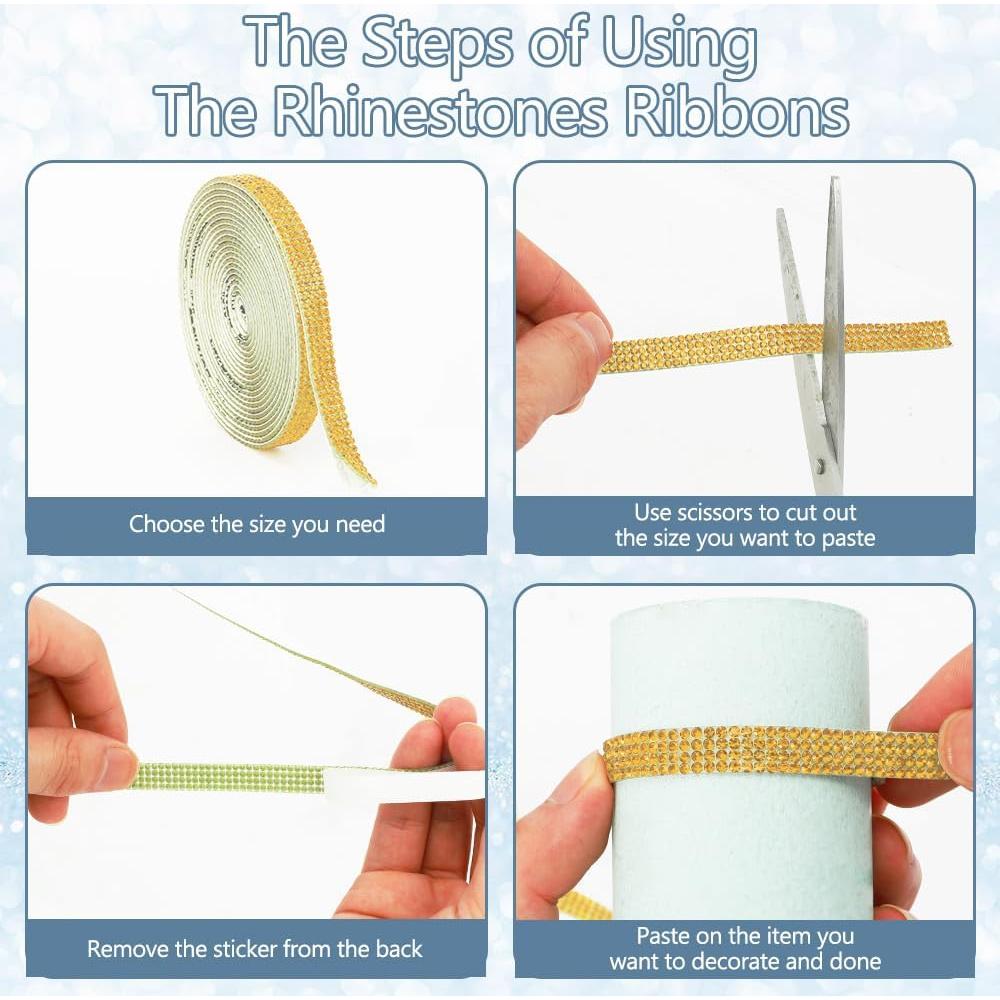 Cinta de Strass Autoadhesiva SycloPak 3 Yardas Dorada 0.8 cm