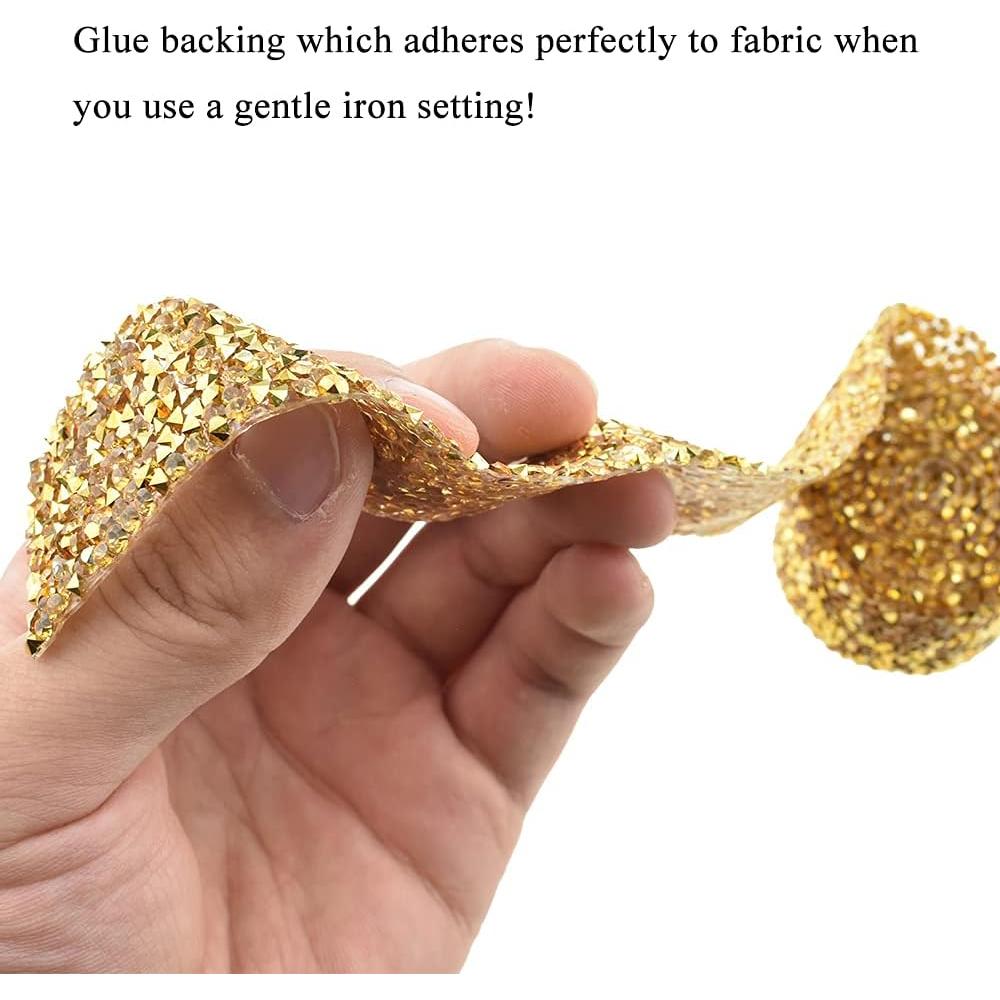 Cinta de Rhinestone Adhesiva HAHIYO 0.91m x 3cm Dorado