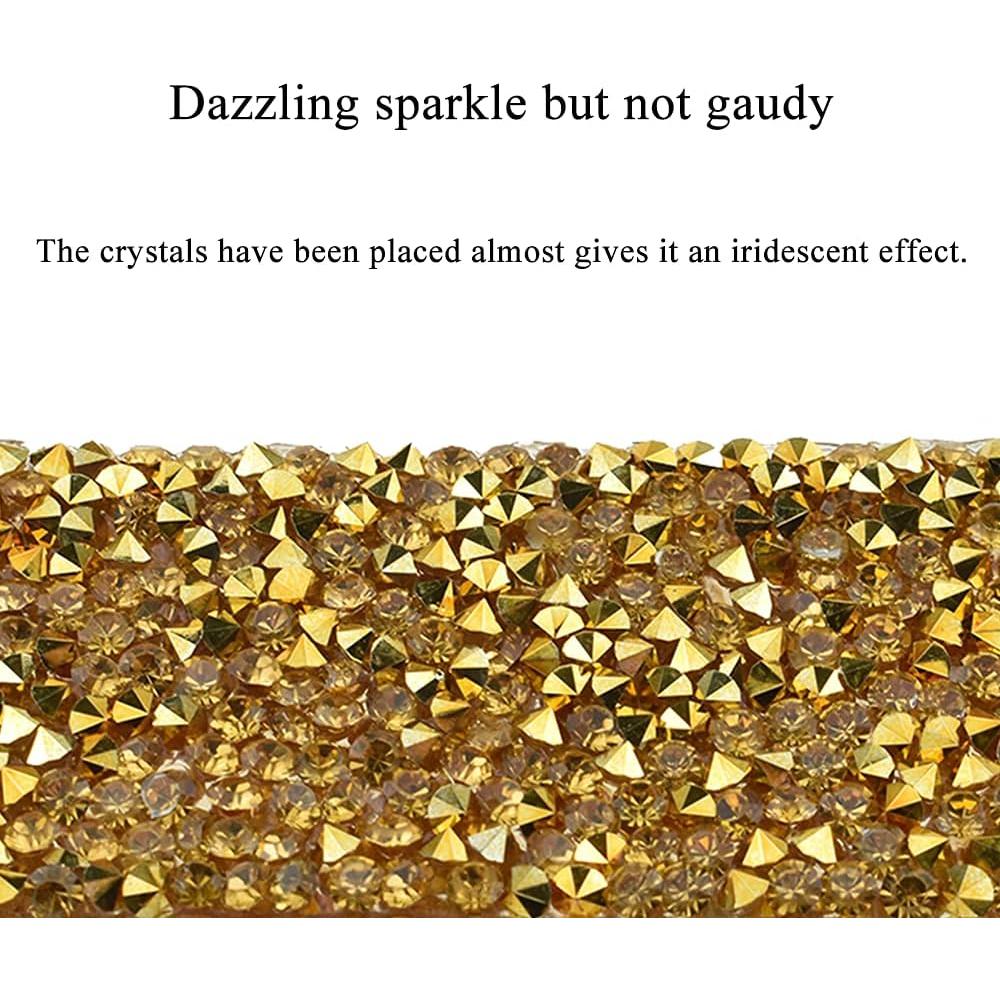 Cinta de Rhinestone Adhesiva HAHIYO 0.91m x 3cm Dorado