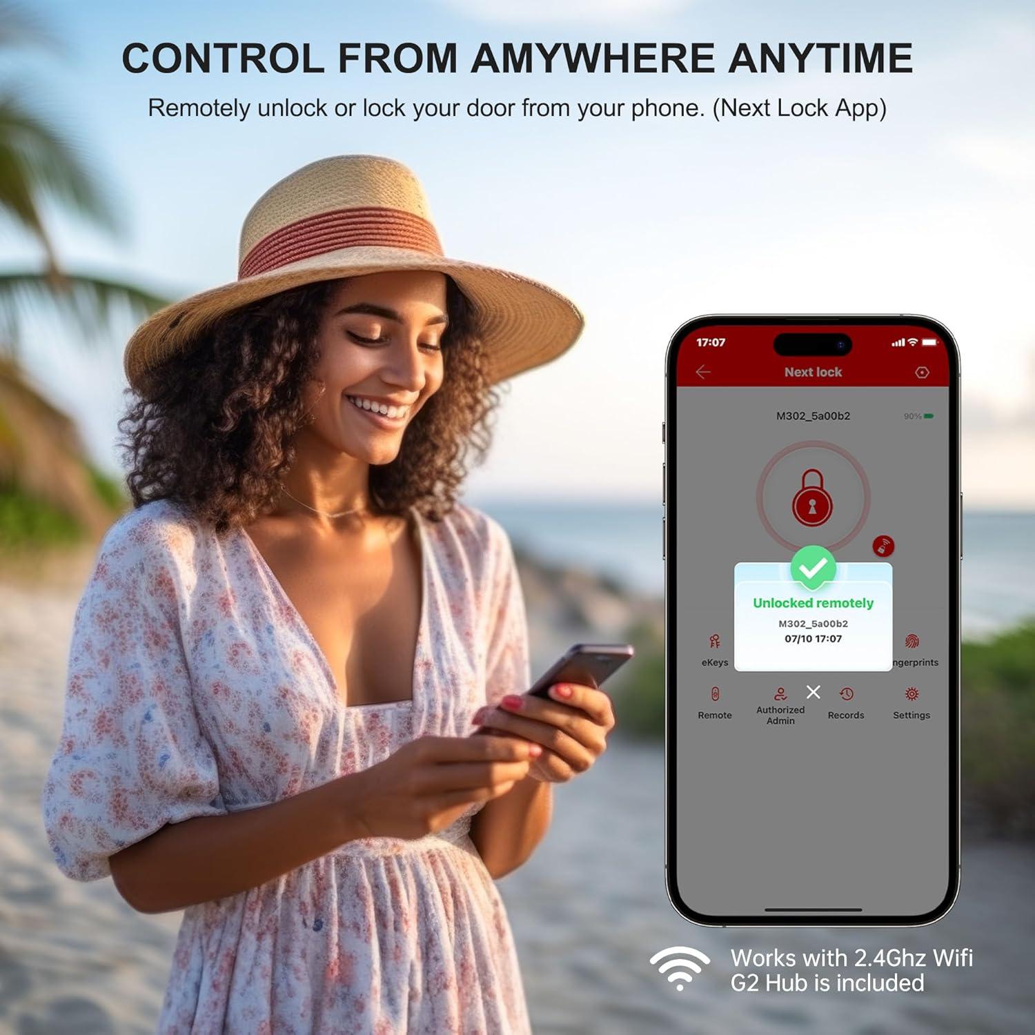 Cerradura Inteligente Hornbill M3 Wi-Fi con Huella Dactilar