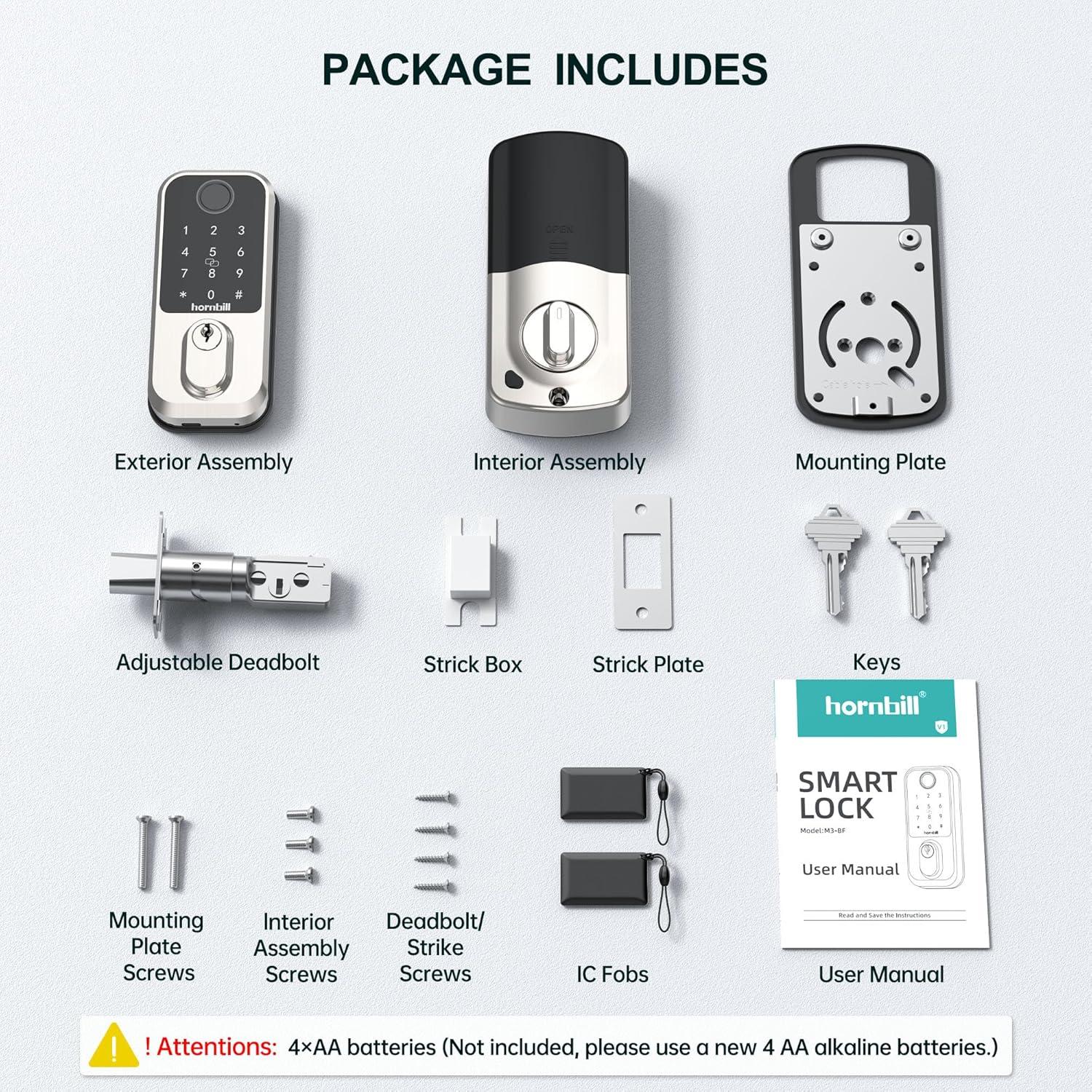 Cerradura Inteligente Hornbill M3 Wi-Fi con Huella Dactilar