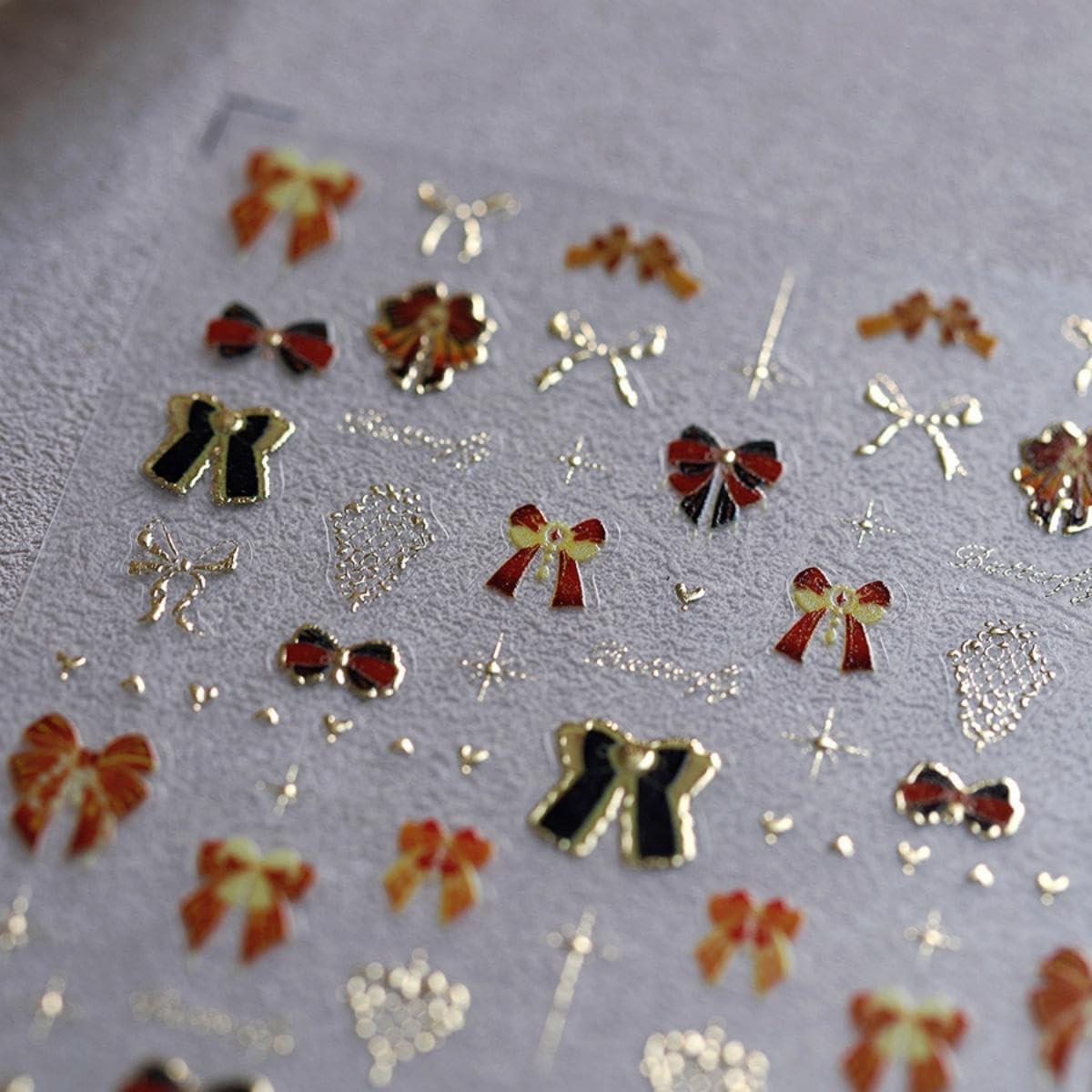 Calcomanías de Uñas 5D Maigitur Lazo Dorado Autoadhesivas