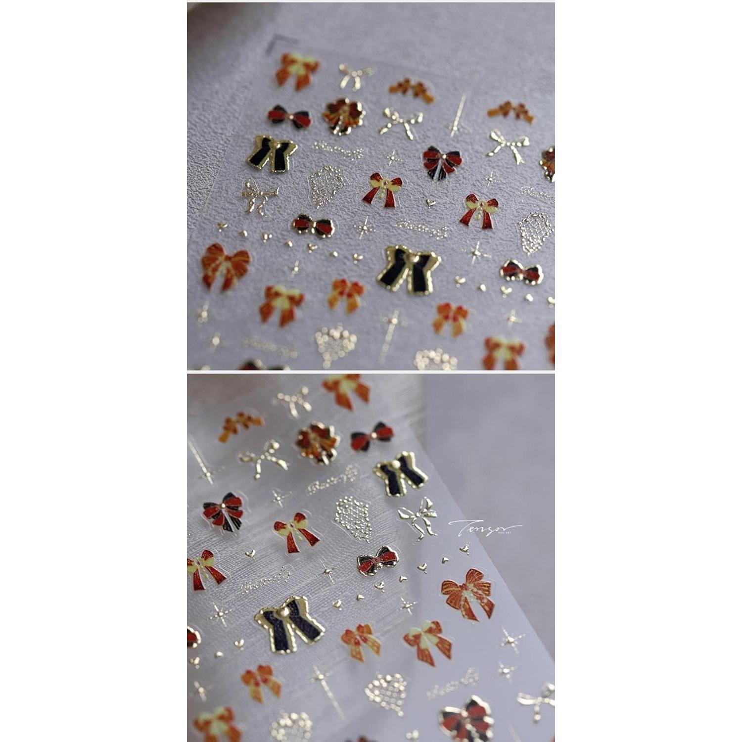 Calcomanías de Uñas 5D Maigitur Lazo Dorado Autoadhesivas