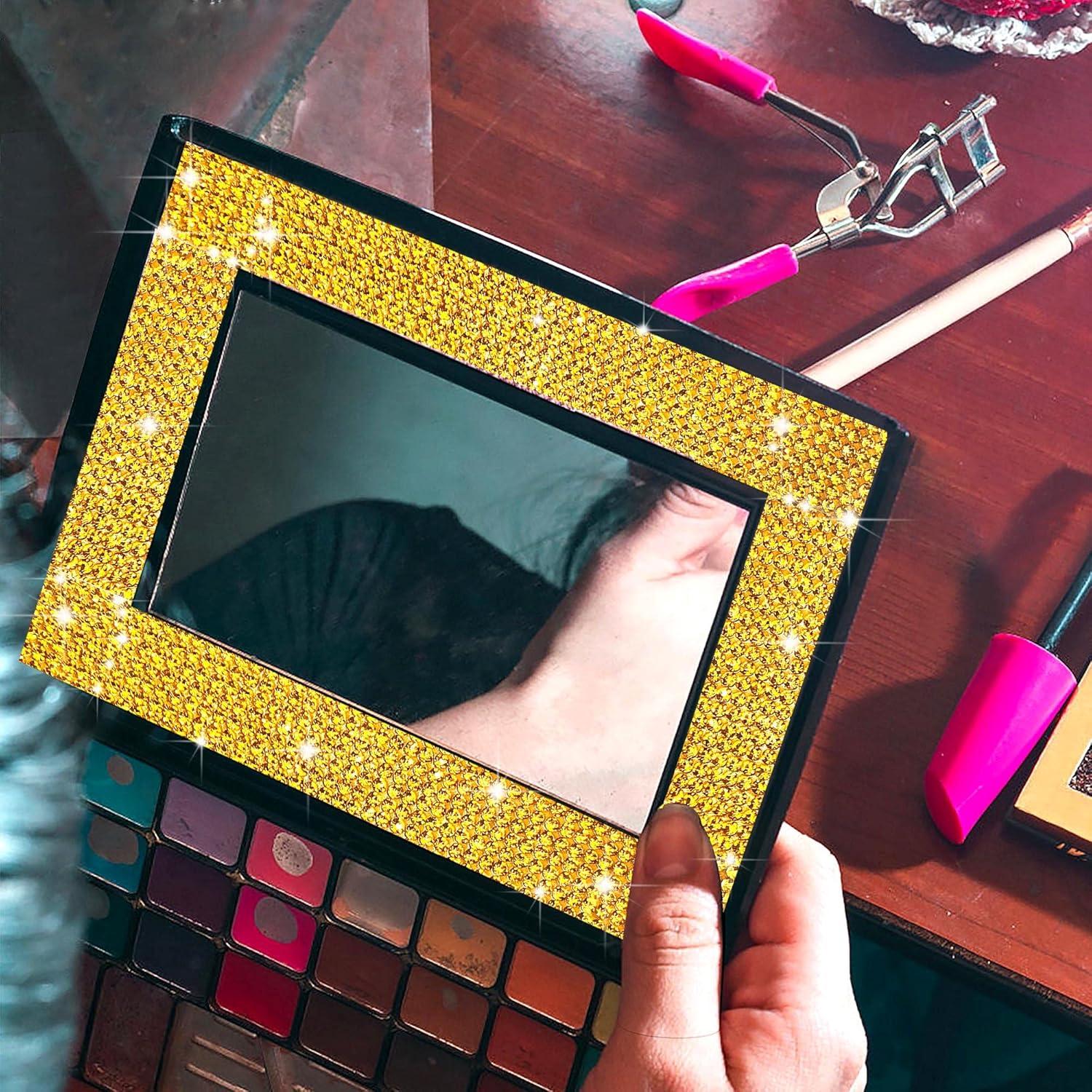 Cinta de Rhinestone Autoadhesiva JODEILIY 4 Yardas 2 mm Dorado