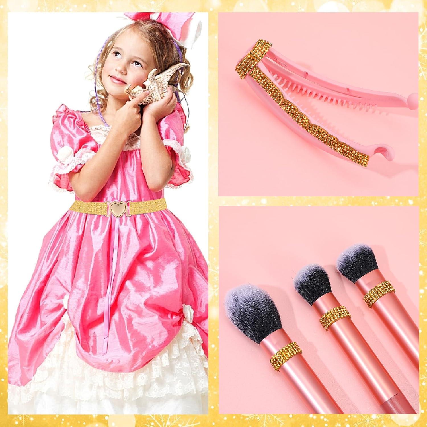 Cinta de Rhinestone Dorado Autoadhesiva Ymapinc 4 Rollos 90 cm