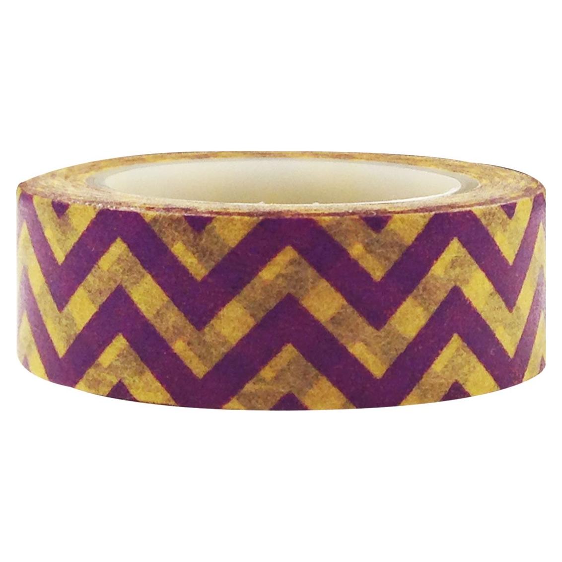 Cinta de Enmascarar Washi AllyDrew Chevron Morado y Dorado 15mm