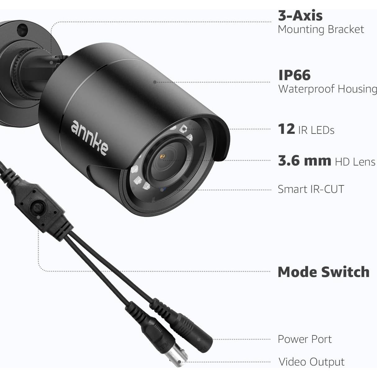 Cámara de Seguridad ANNKE 1080p Bullet IP66 para Exterior