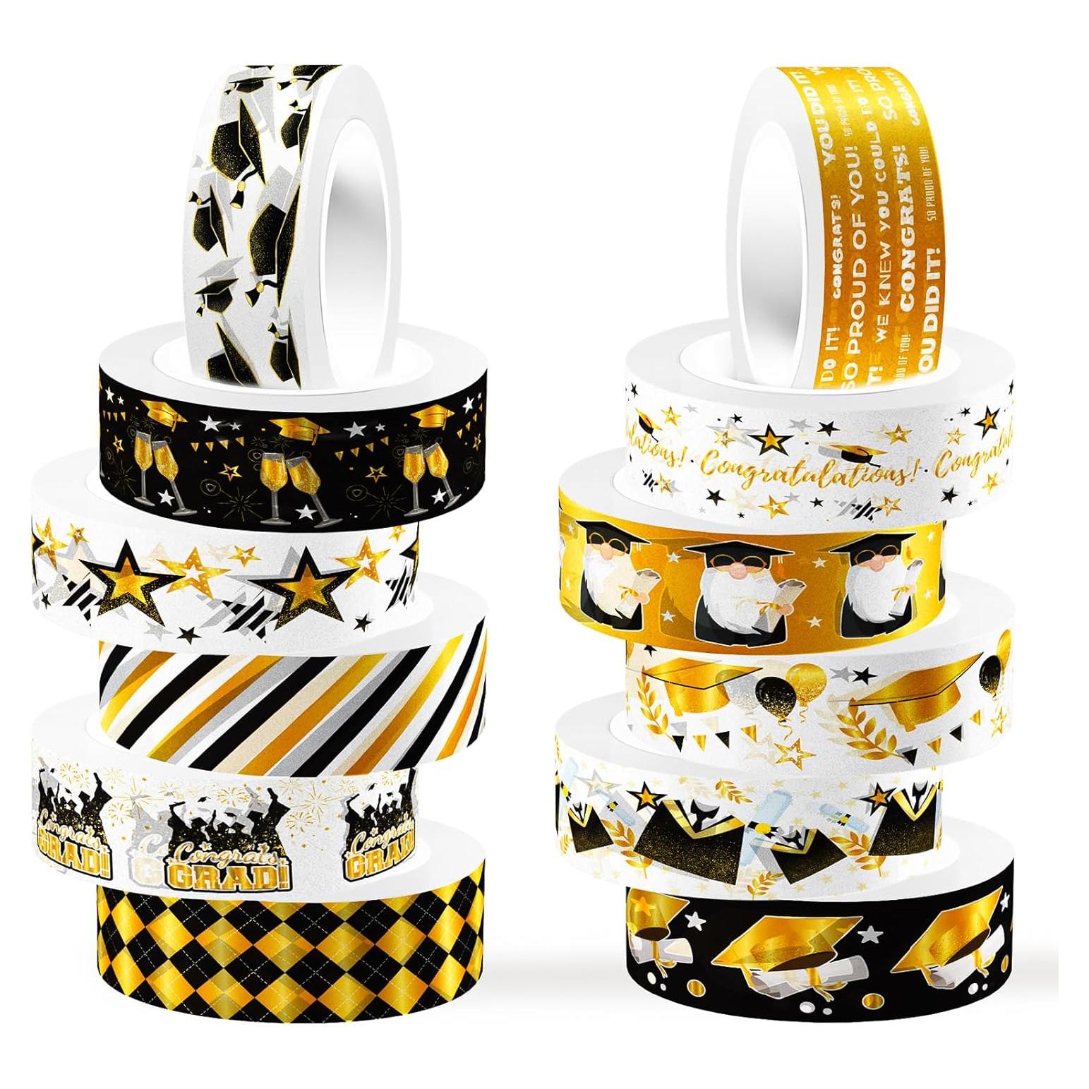 Juego de 12 Rollos de Cinta Washi de Graduación Resflyar 5m