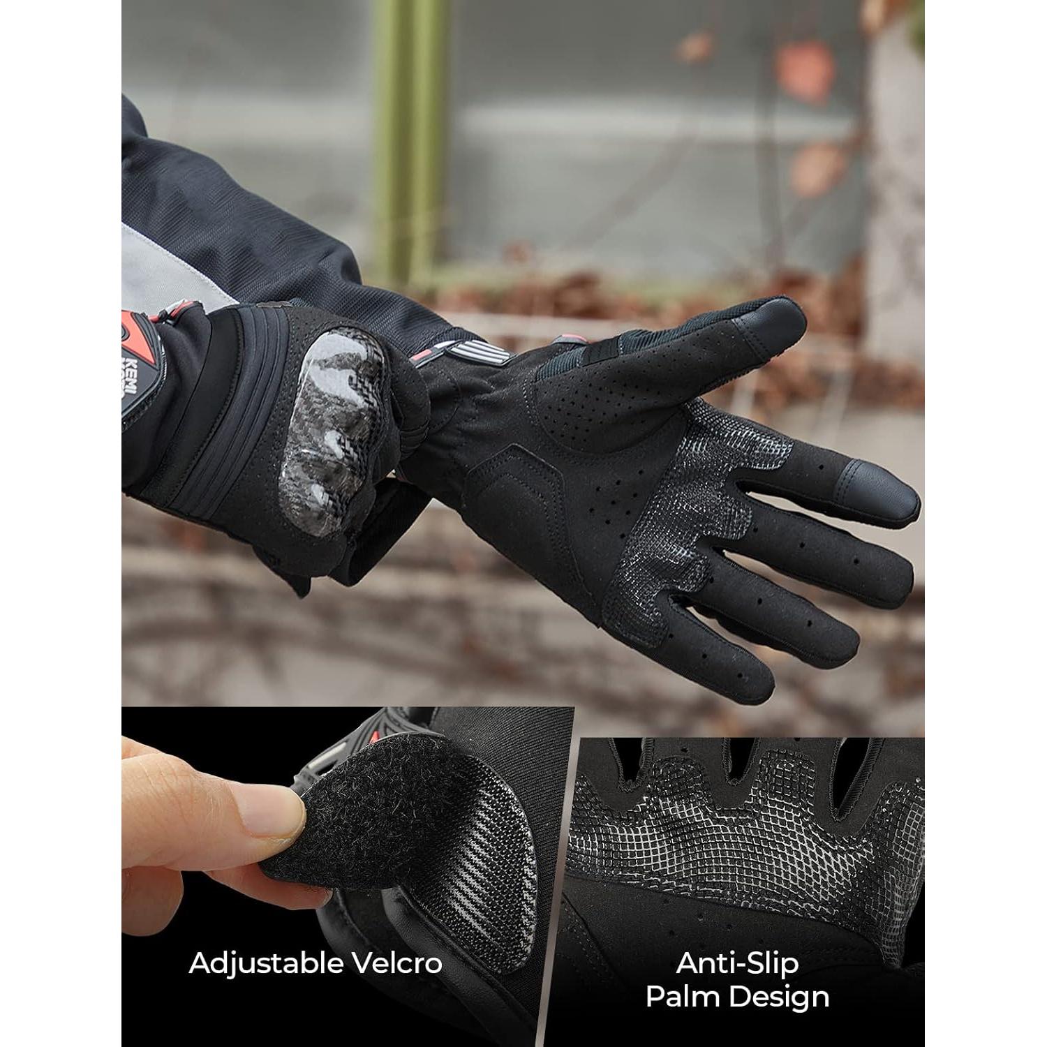 Guantes de Motocicleta KEMIMOTO Medianos Transpirables Negro