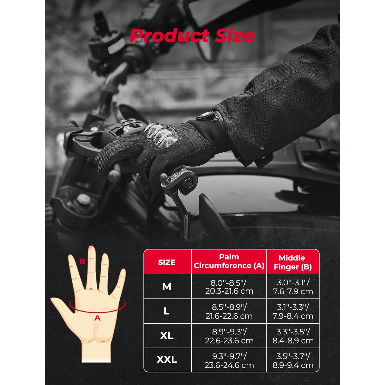 Guantes de Motocicleta KEMIMOTO Medianos Transpirables Negro