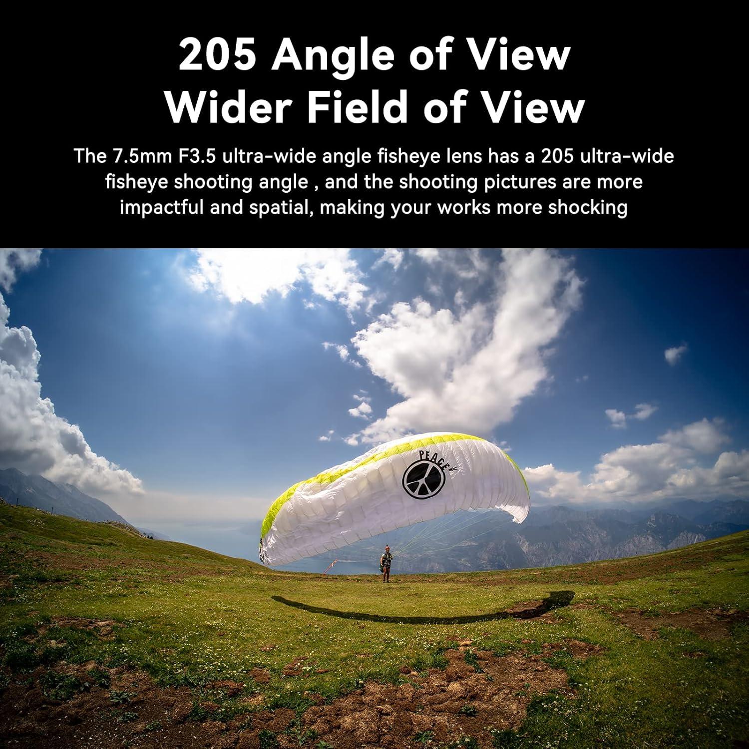 Lente Fisheye 7artisans 7.5mm F3.5 para DSLR Canon EF