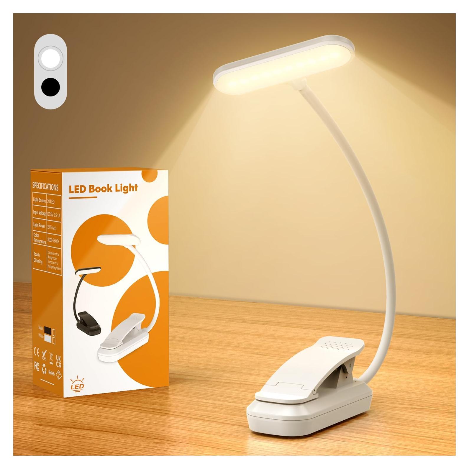 Luz de Libro LED Recargable IOHFOI con Clip, 3 Temperaturas