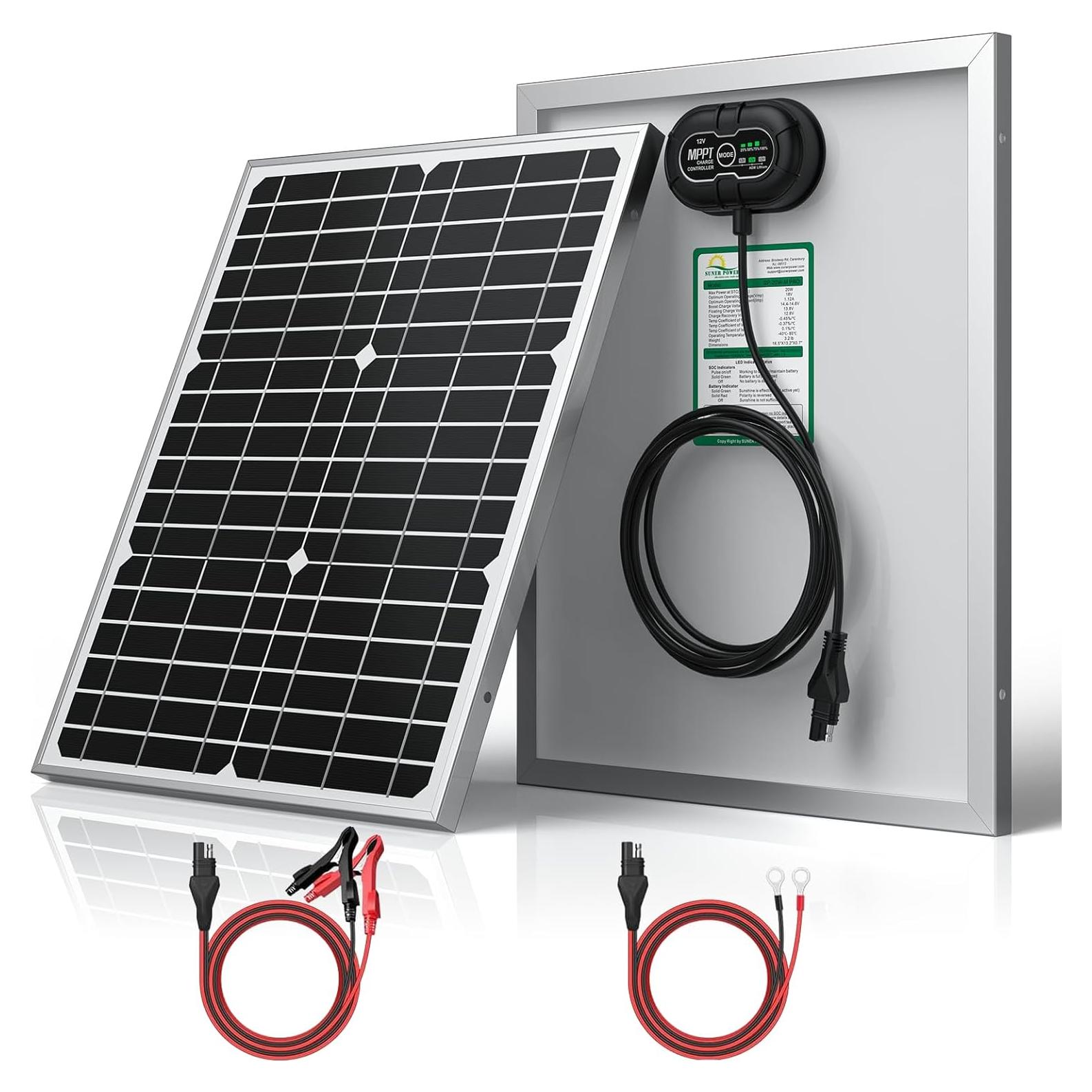 Cargador Solar Mantenedor SUNER POWER 20W 12V MPPT