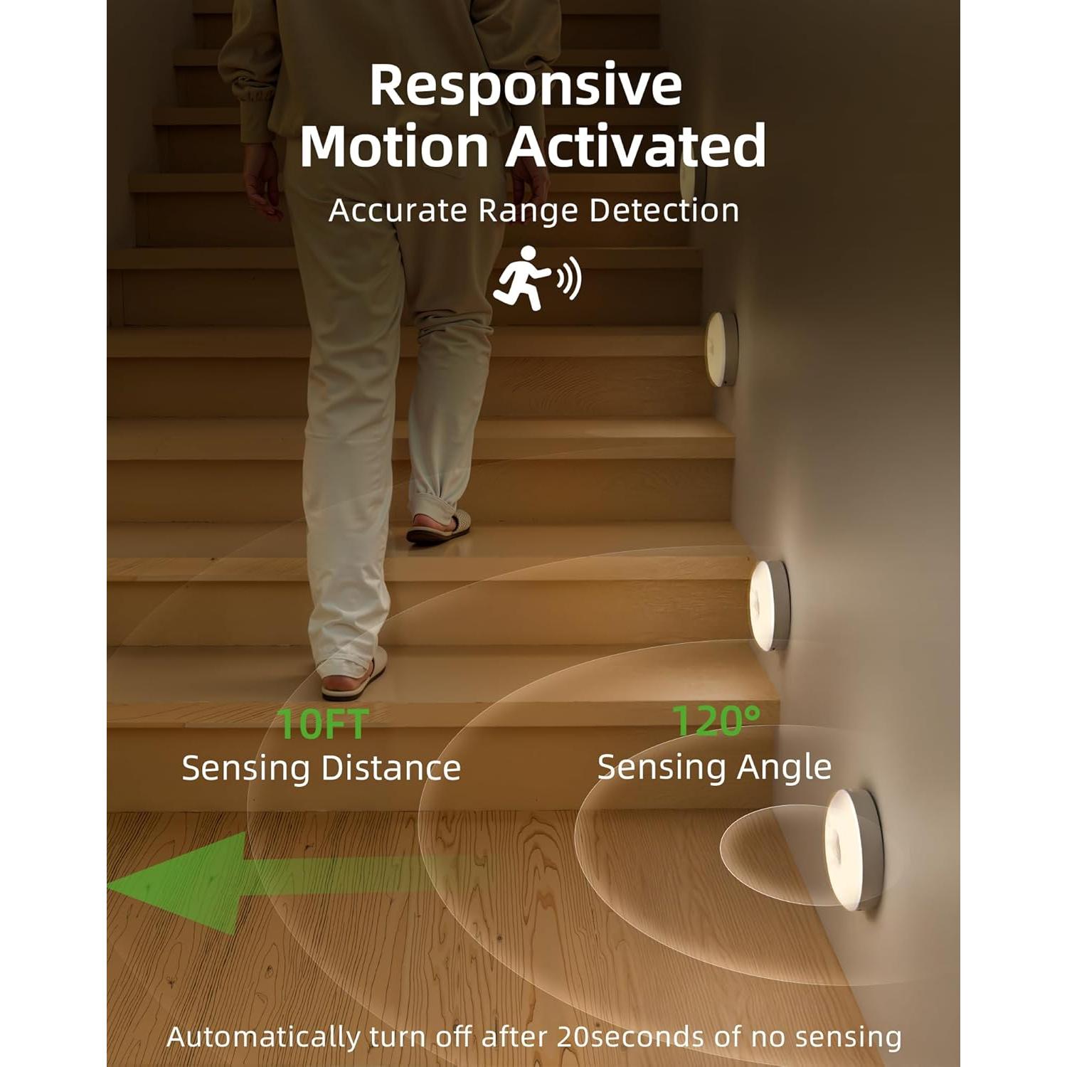 EZVALO 6 Luces Puck LED Recargables con Sensor y Control Remoto