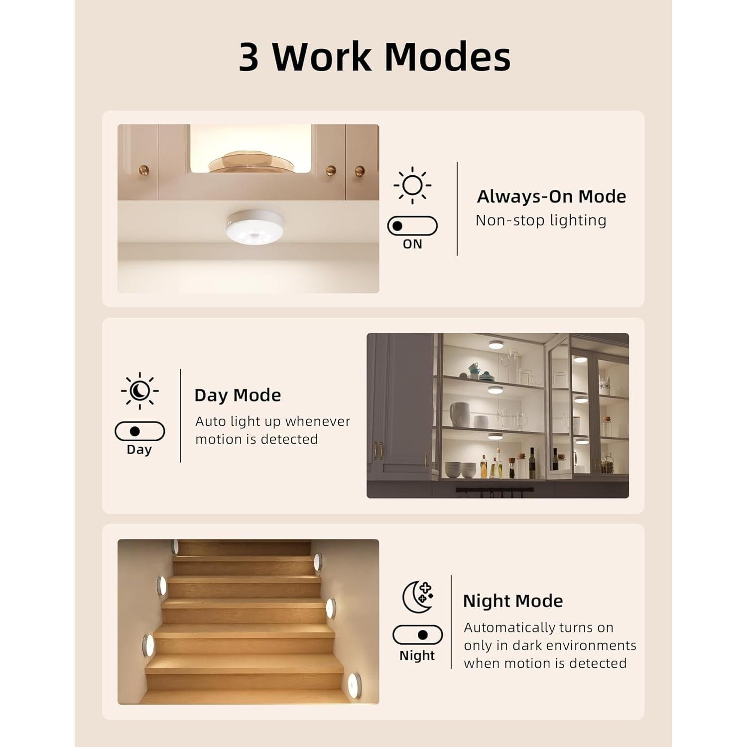 EZVALO 6 Luces Puck LED Recargables con Sensor y Control Remoto