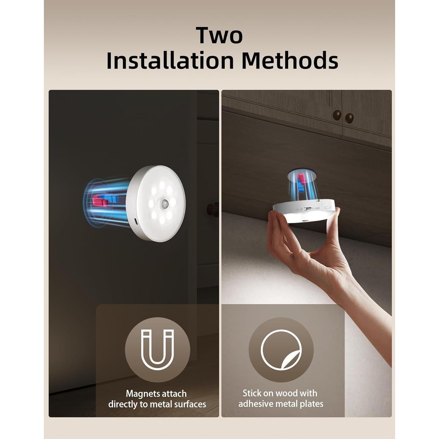 EZVALO 6 Luces Puck LED Recargables con Sensor y Control Remoto