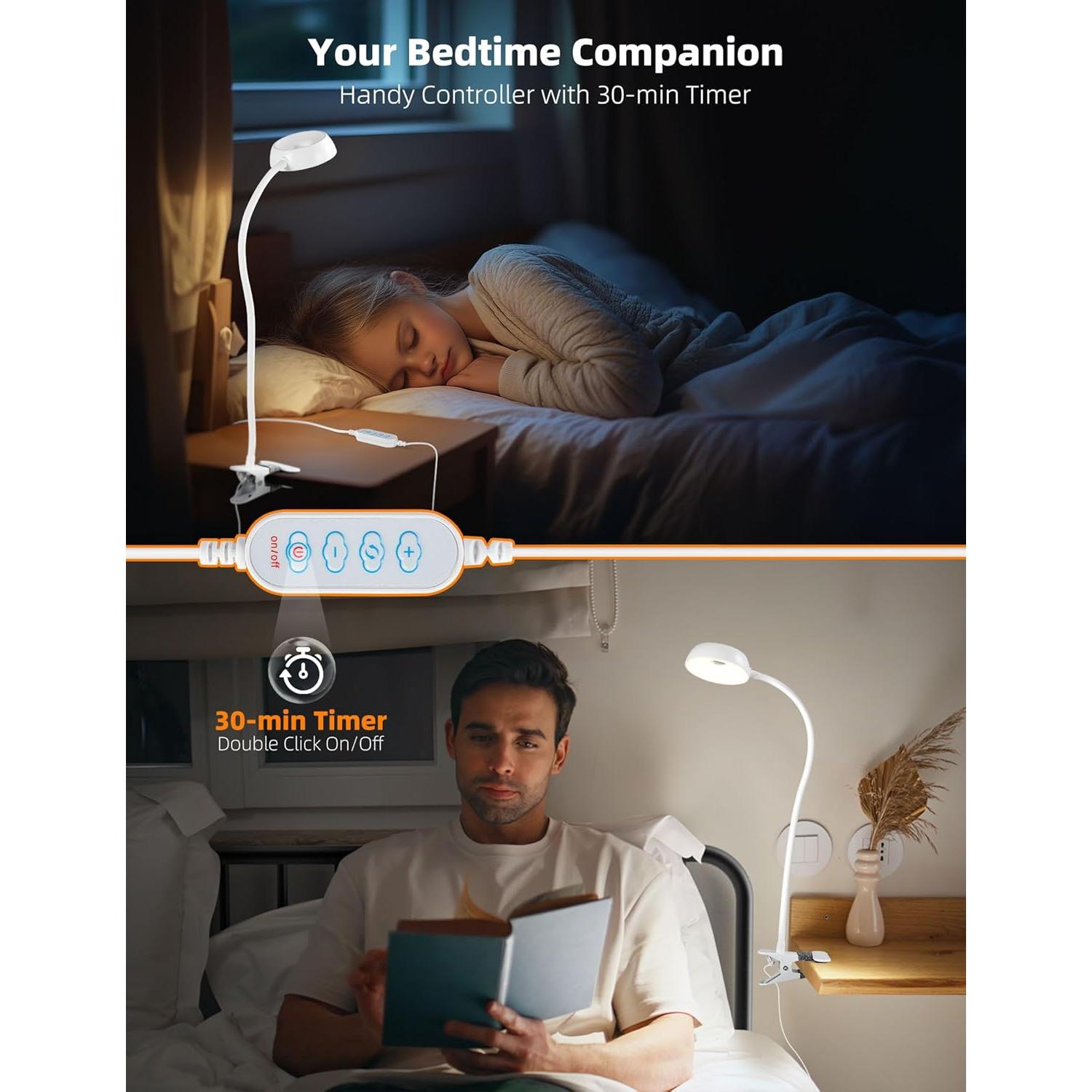 Lámpara de Clip LiFMIRA LED 5 Modos 10 Niveles Regulable Blanca