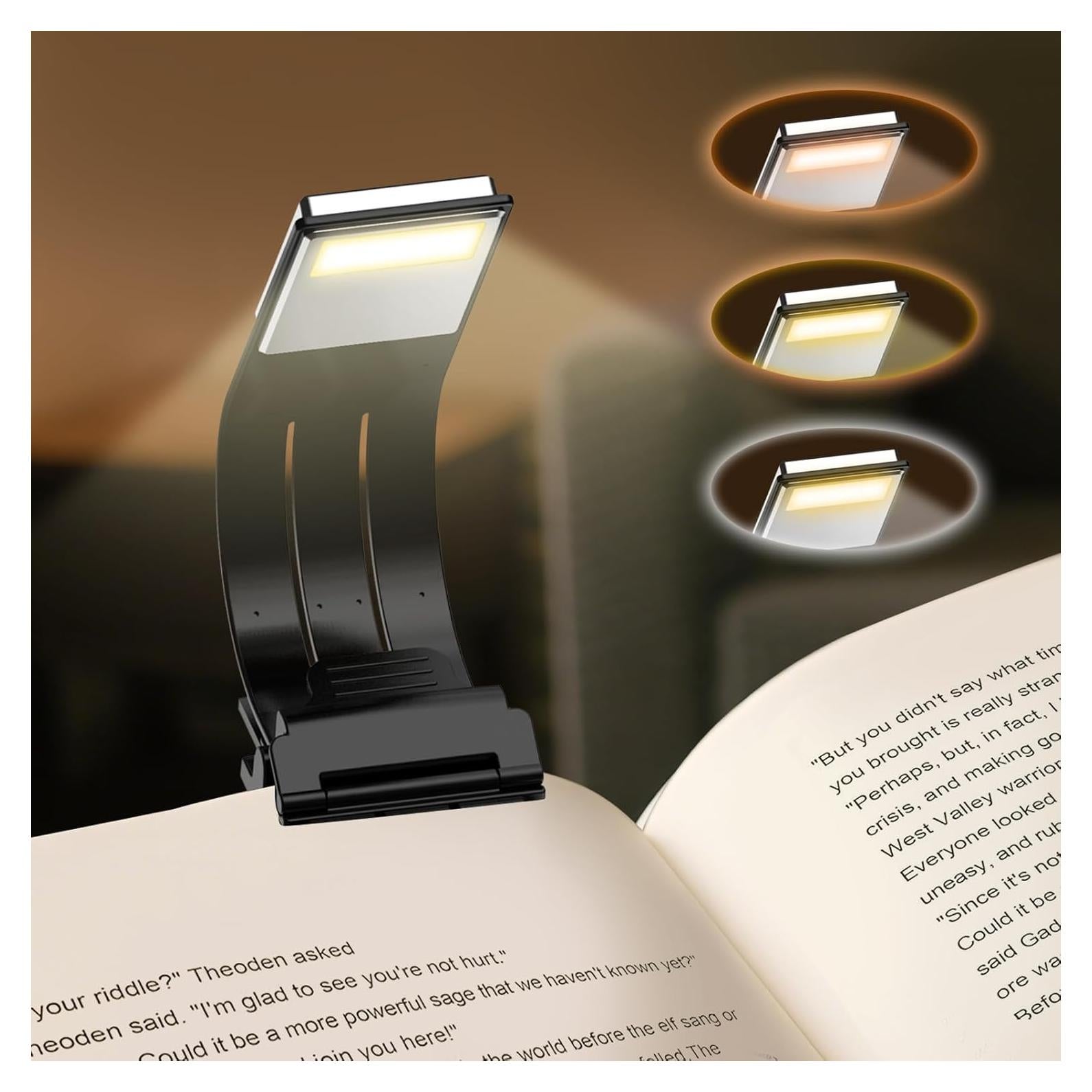 Marcador de Libro con Luz LED QDPKPI, 3 Temperaturas, Negro