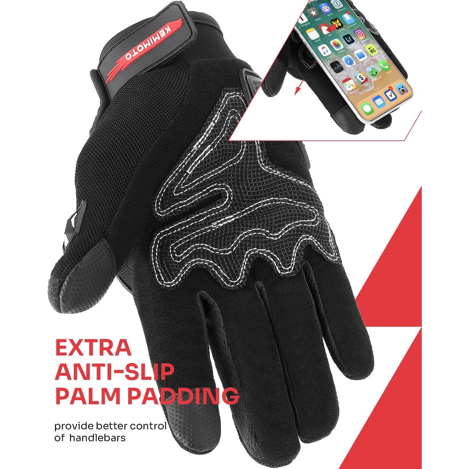 Guantes de Motocicleta KEMIMOTO XL Transpirables Negro