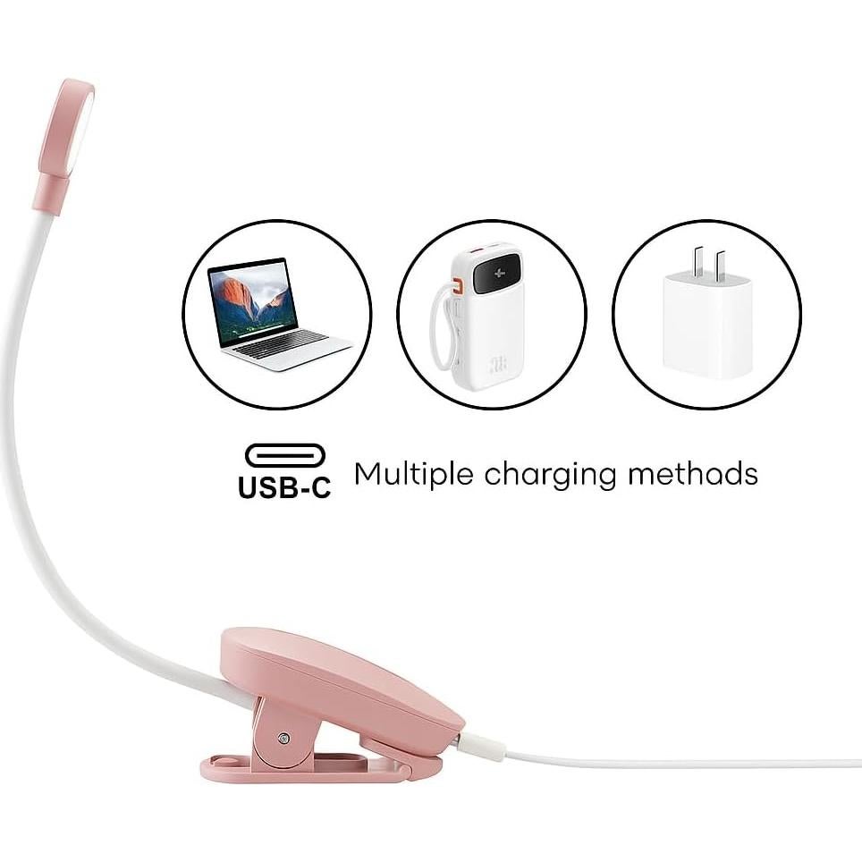 Luz de Libro Recargable Elampros BK01 - 3 Temperaturas, Clip Flexible