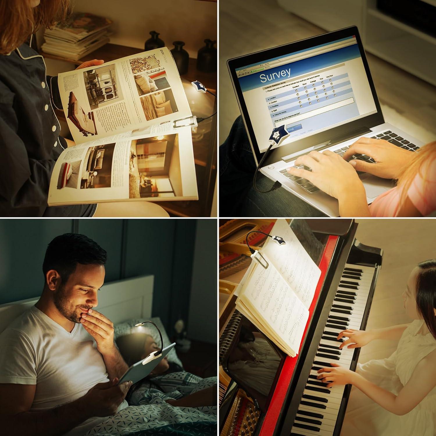 Luz de Lectura LED LUXSWAY 2 Paquete, Cuidado Ocular, USB/Batería