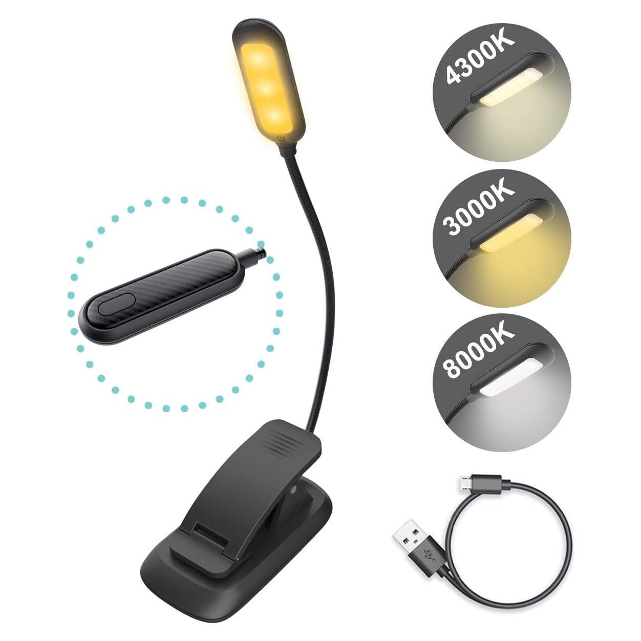 Luz de Libro Recargable HONWELL SUVELAM con Clip 3 Modos