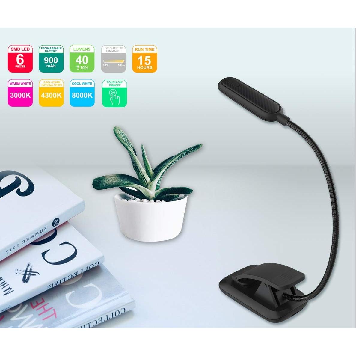 Luz de Libro Recargable HONWELL SUVELAM con Clip 3 Modos