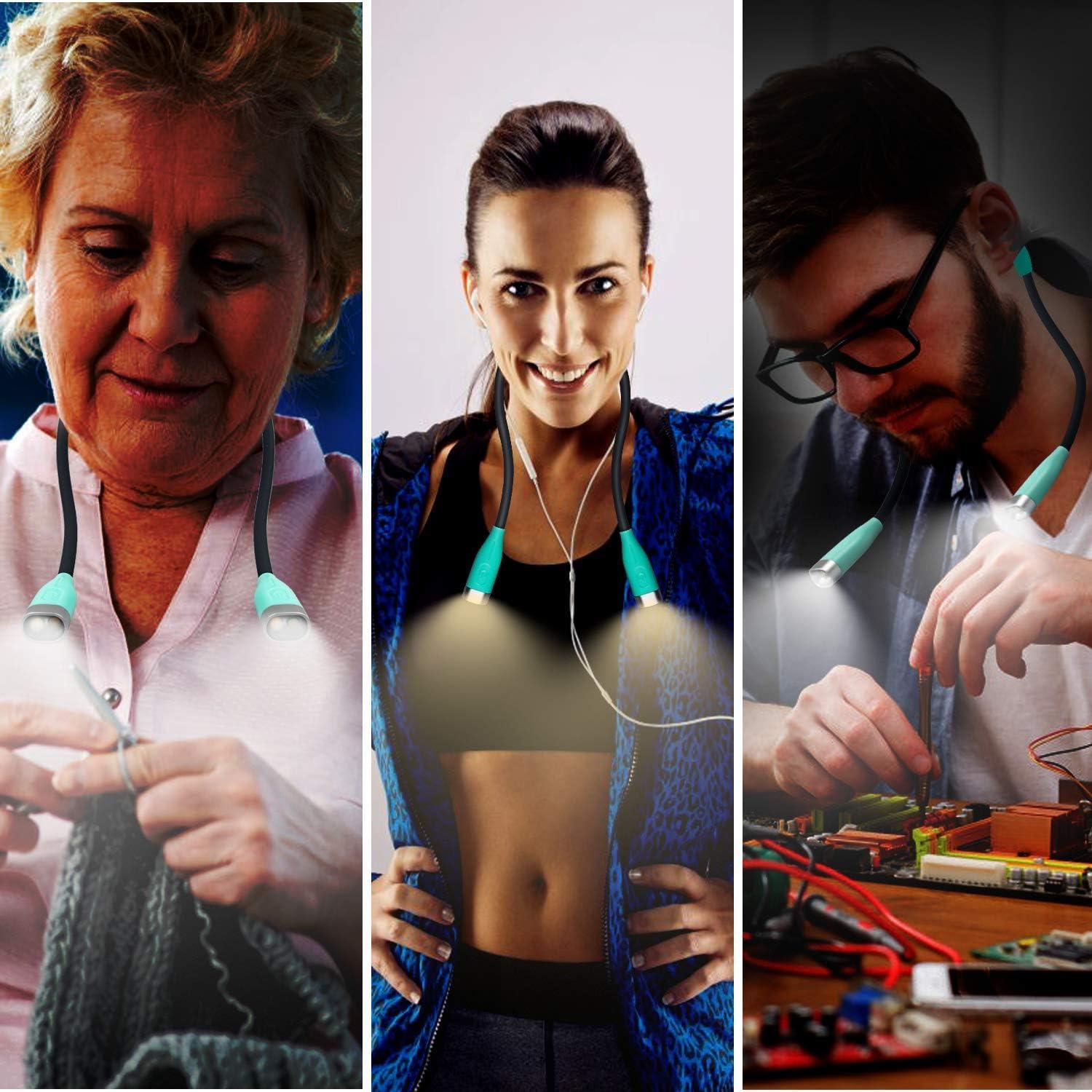 Luz de Lectura para el Cuello QEBIDUM Recargable USB 3 Brillos