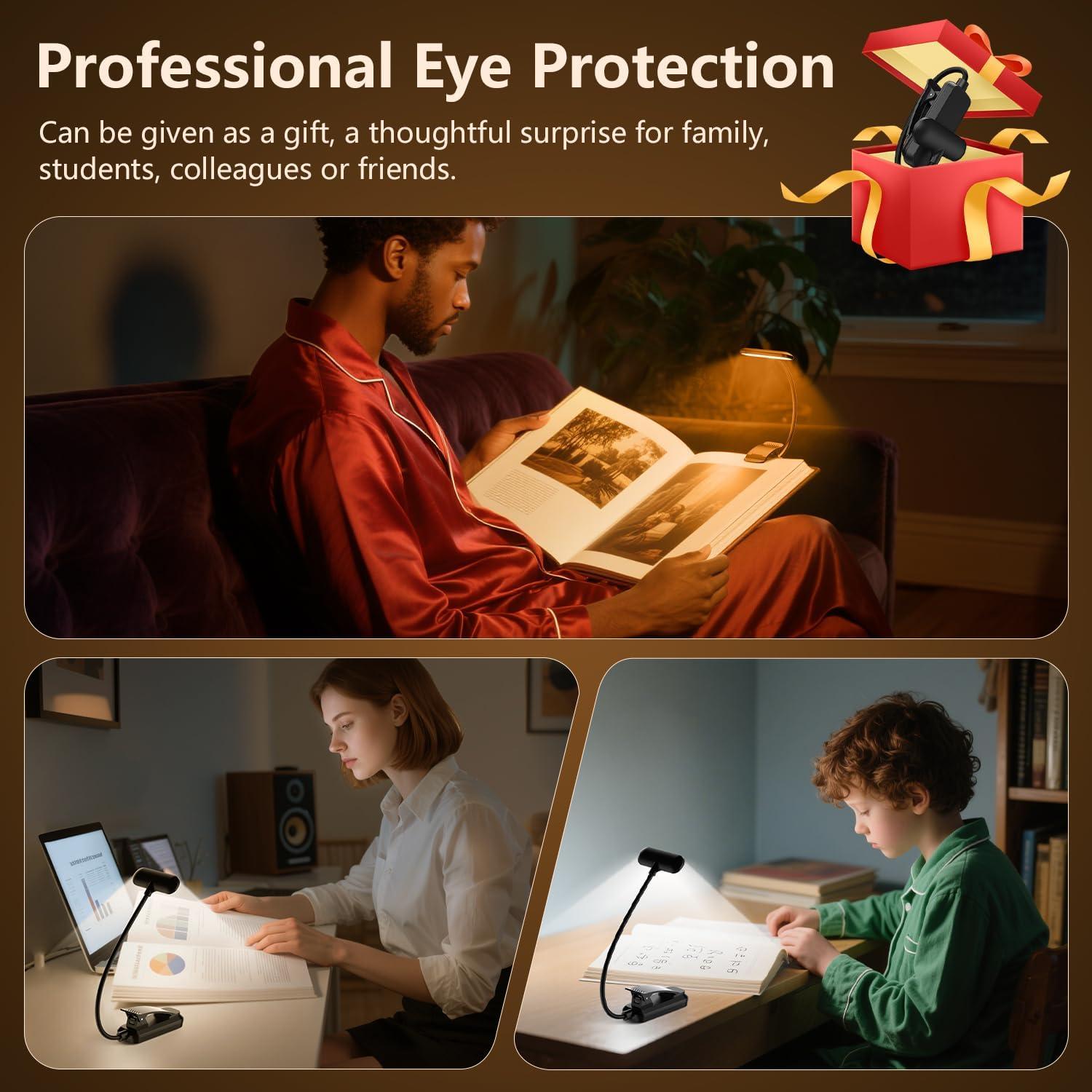 Luz de Lectura Recargable IOHFO con Clip, 3 Temperaturas, 80h