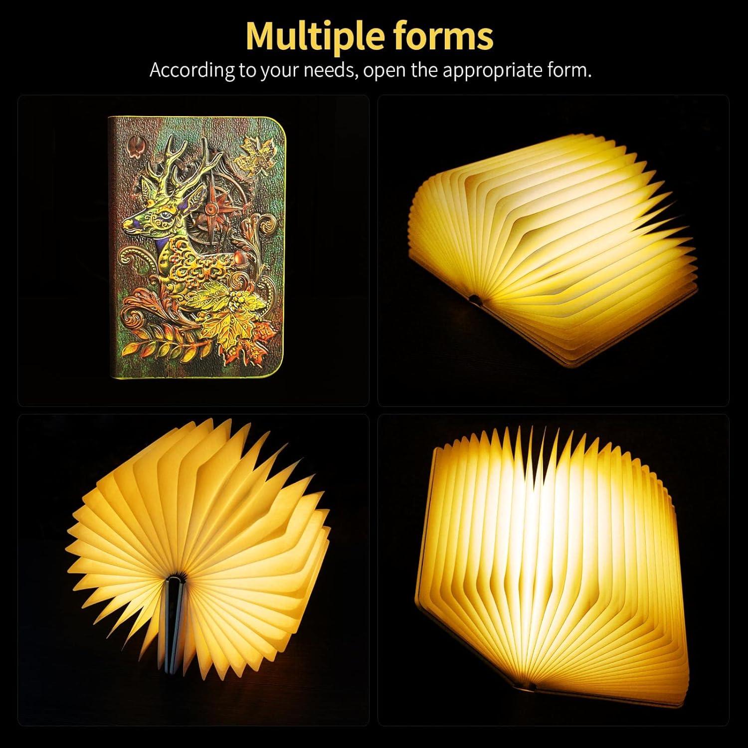 Lámpara de Libro 3D Ciervo Vintage Recargable USB LED