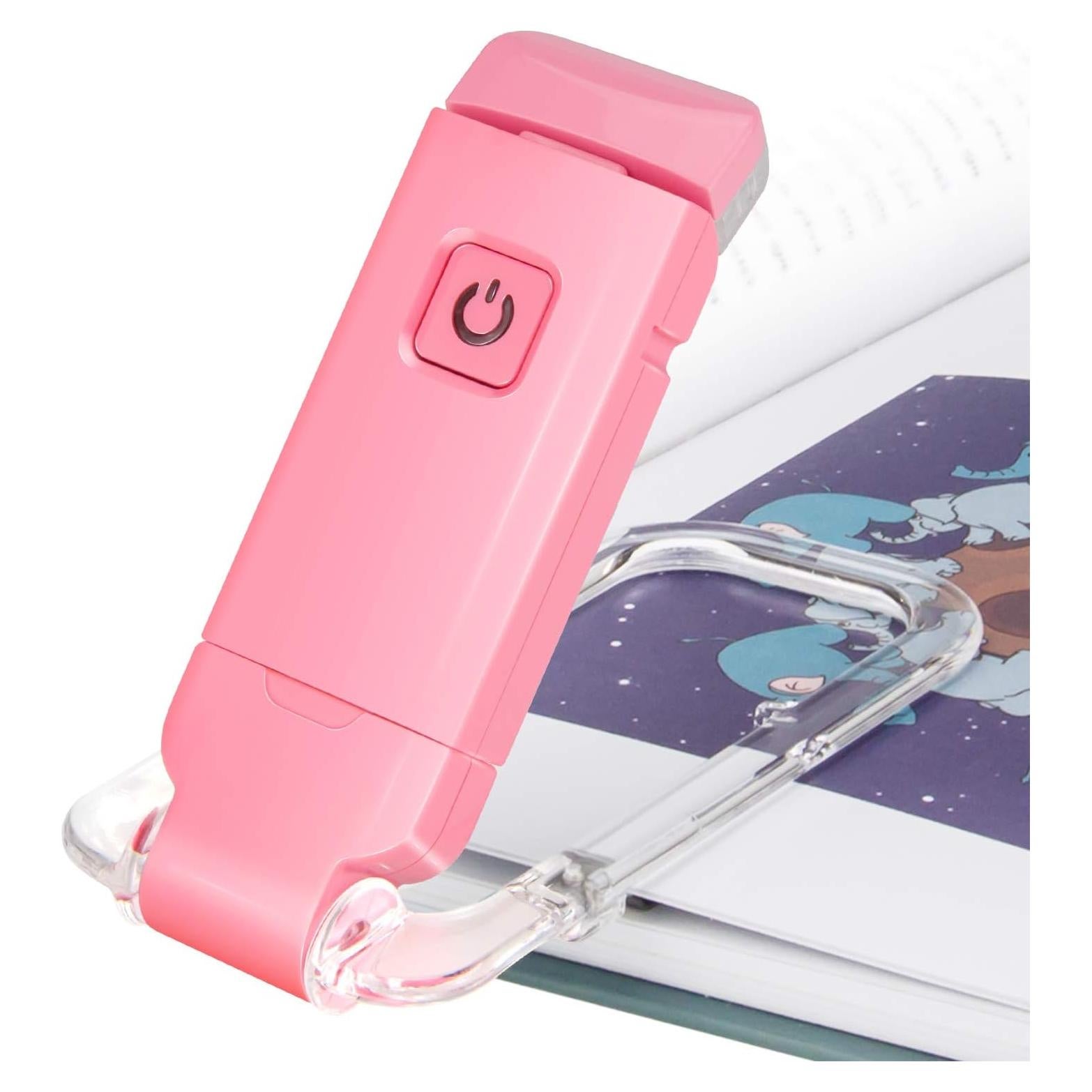 Luz de Lectura LED Clip BIGLIGHT Rosa, Recargable USB, 2 Brillos