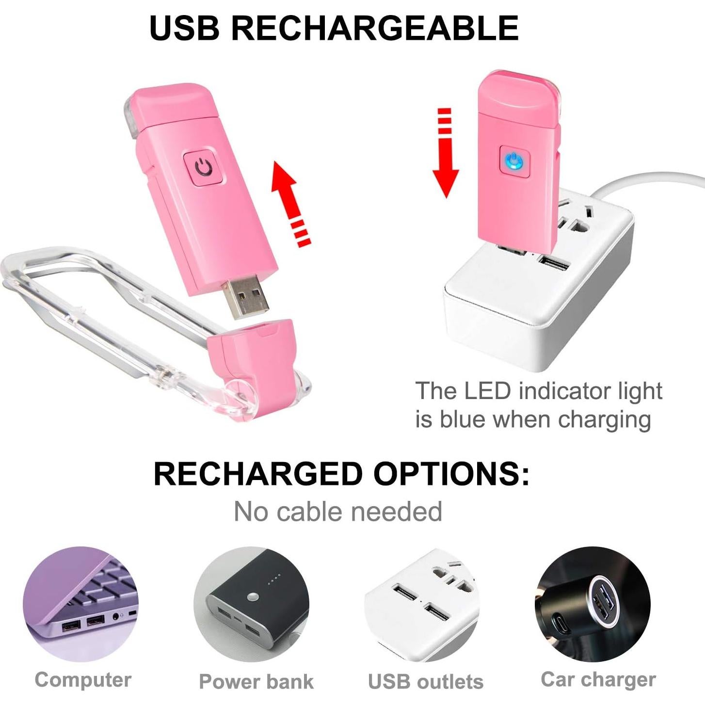 Luz de Lectura LED Clip BIGLIGHT Rosa, Recargable USB, 2 Brillos