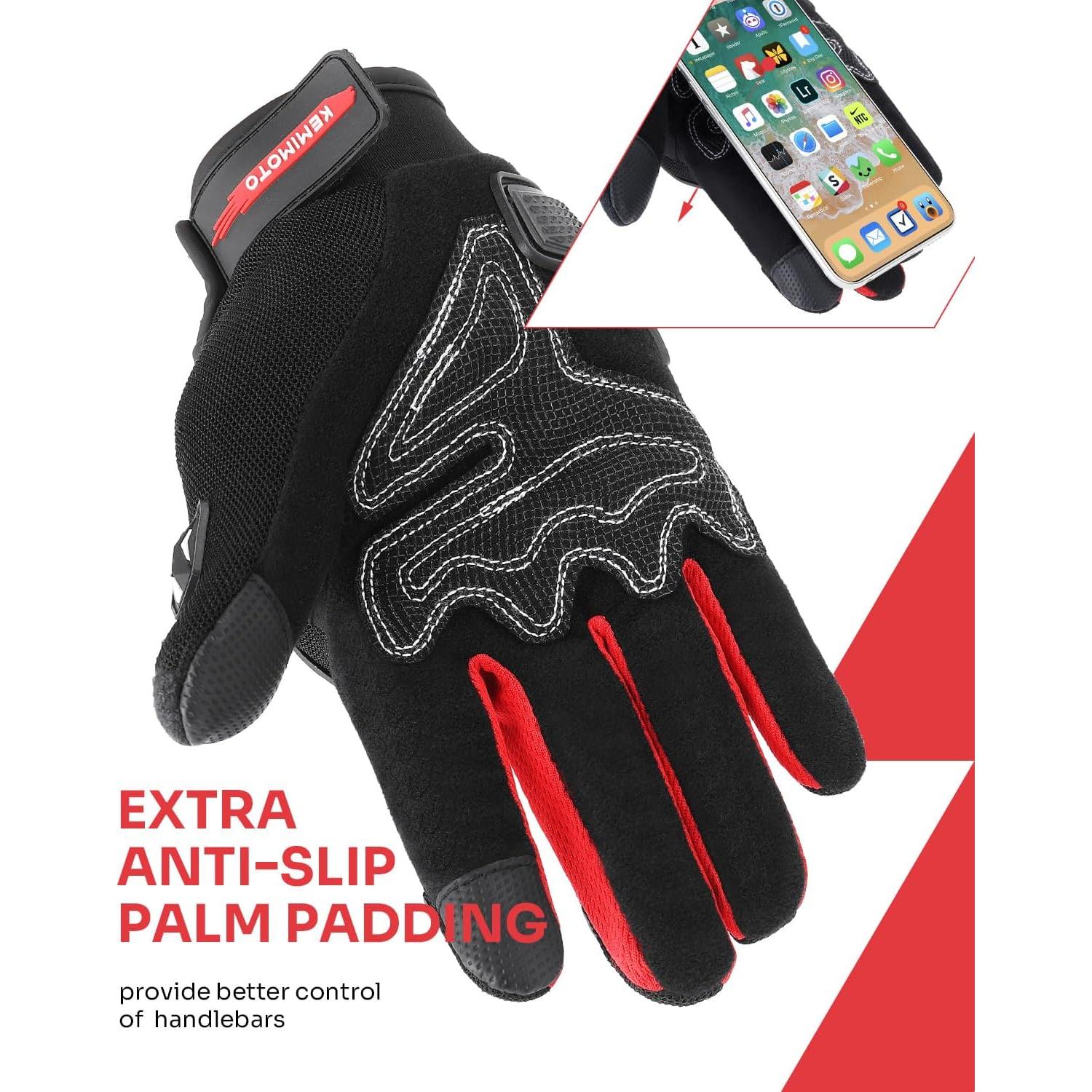 Guantes de Motocicleta KEMIMOTO XL Transpirables Rojo