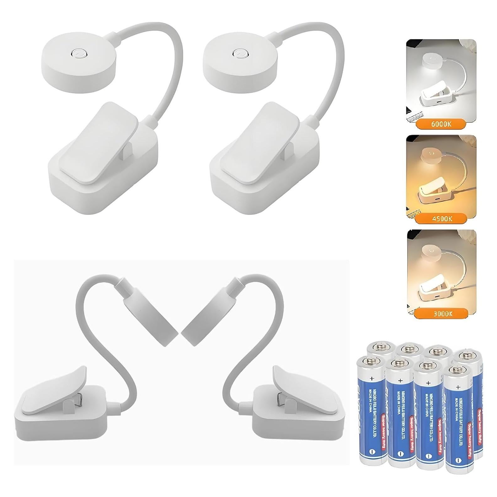 Paquete de 4 luces de lectura Darlur con clip y brillo ajustable