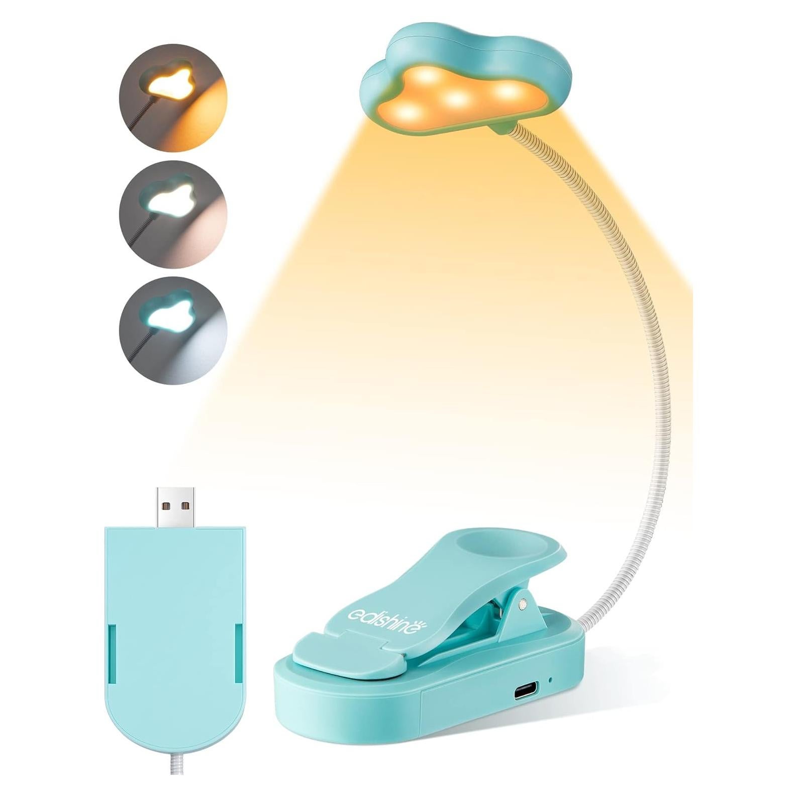Luz de Lectura EDISHINE Azul Recargable USB 3 Modos Regulable