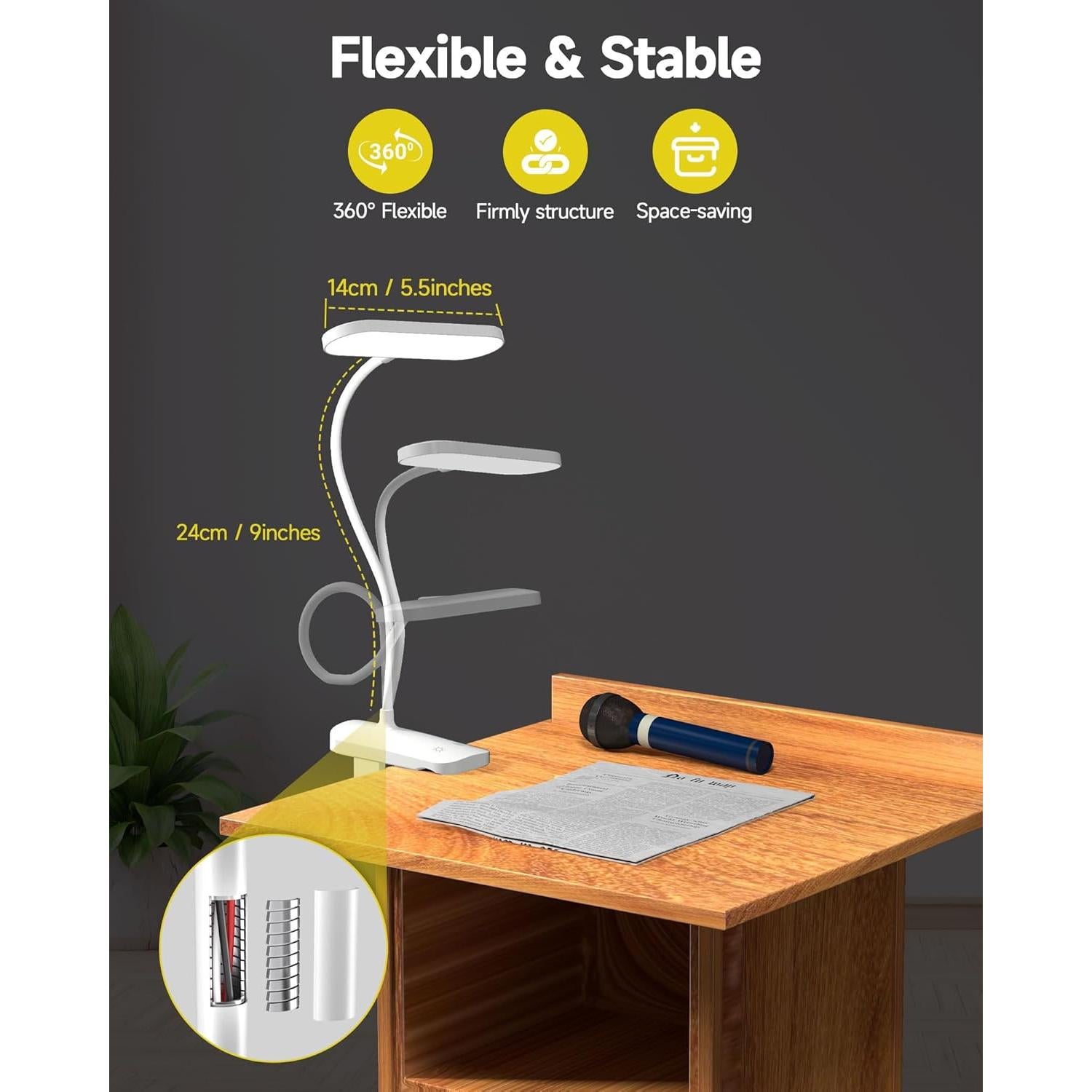 Lámpara de Escritorio CUHIOY con Abrazadera Flexible LED 5 Colores