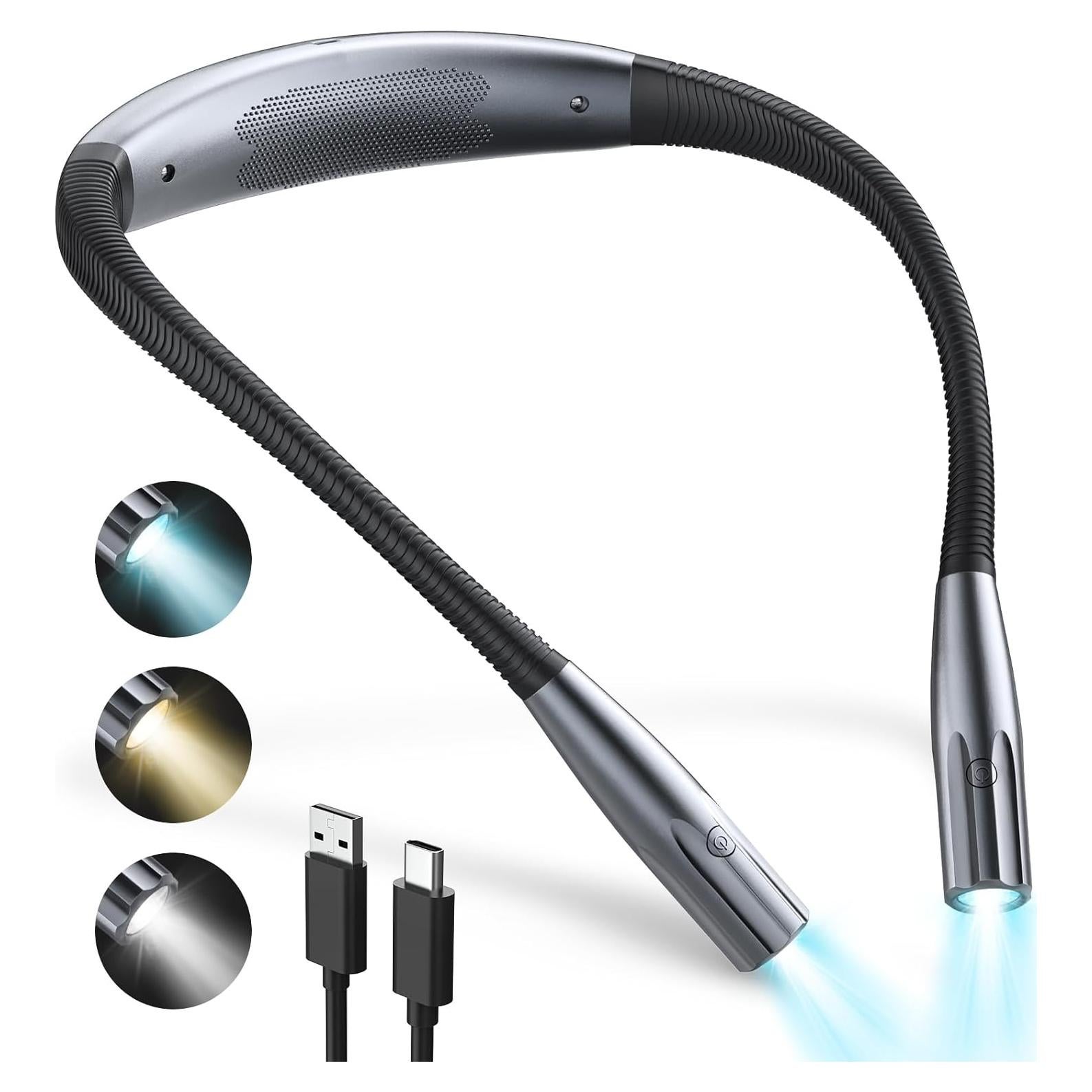 Luz de Lectura OPAUL LED Recargable, 3 Colores, 9 Brillos