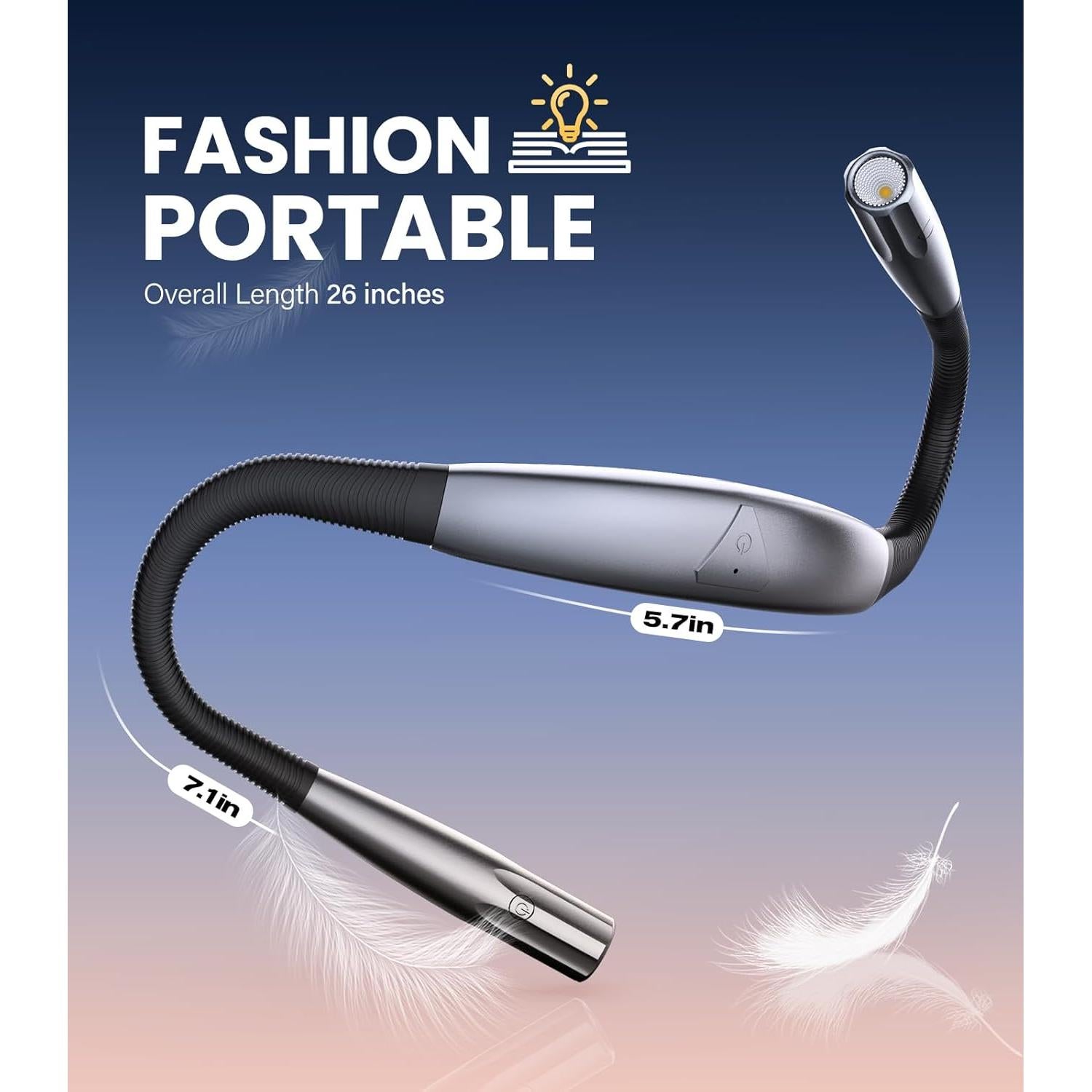 Luz de Lectura OPAUL LED Recargable, 3 Colores, 9 Brillos