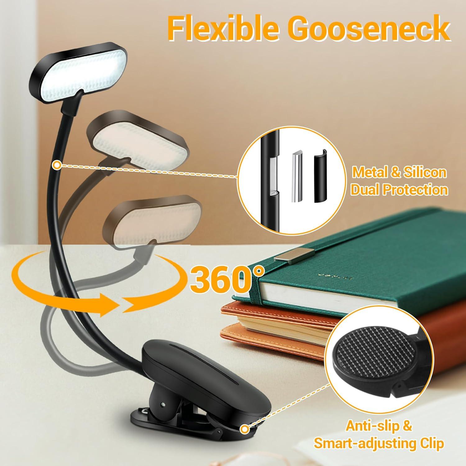 Luz de Libro Recargable TOKXTIK con 3 Modos de Color