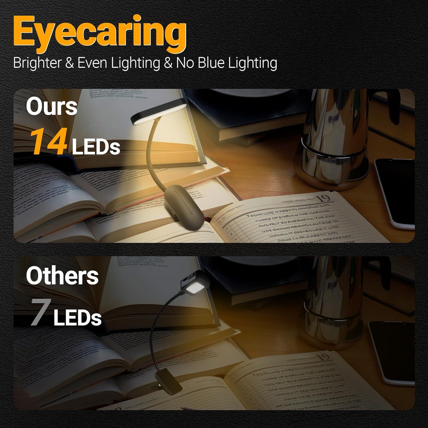 Luz de Libro Recargable TOKXTIK con 3 Modos de Color