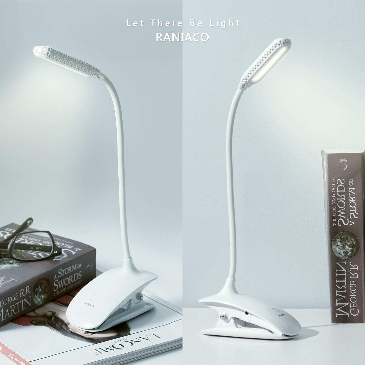Luz de Lectura LED Raniaco con Clip y 3 Brillos - Blanco