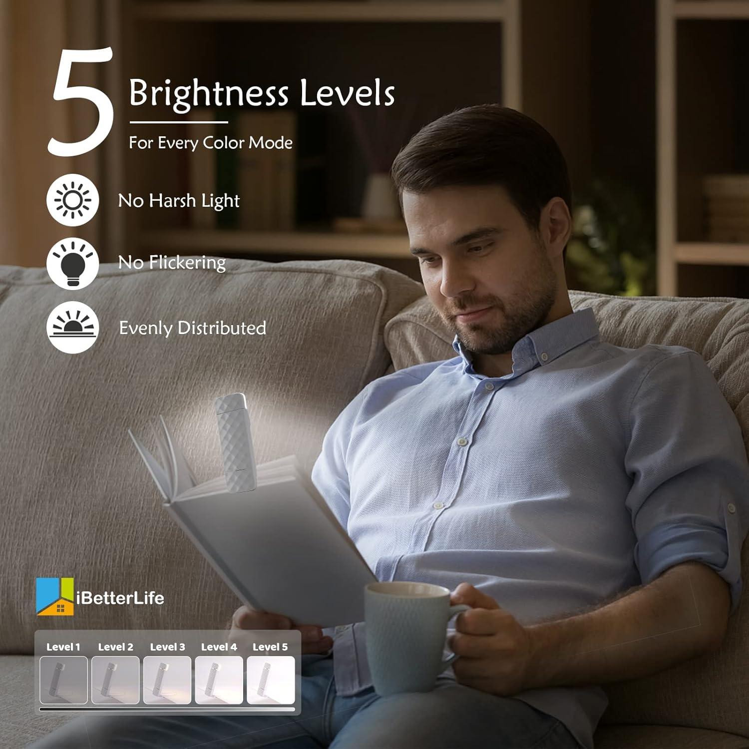 Luz de Lectura Recargable iBetterLife LED 3 Colores 5 Brillos