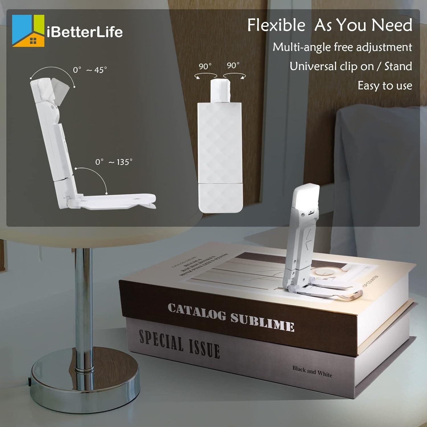 Luz de Lectura Recargable iBetterLife LED 3 Colores 5 Brillos