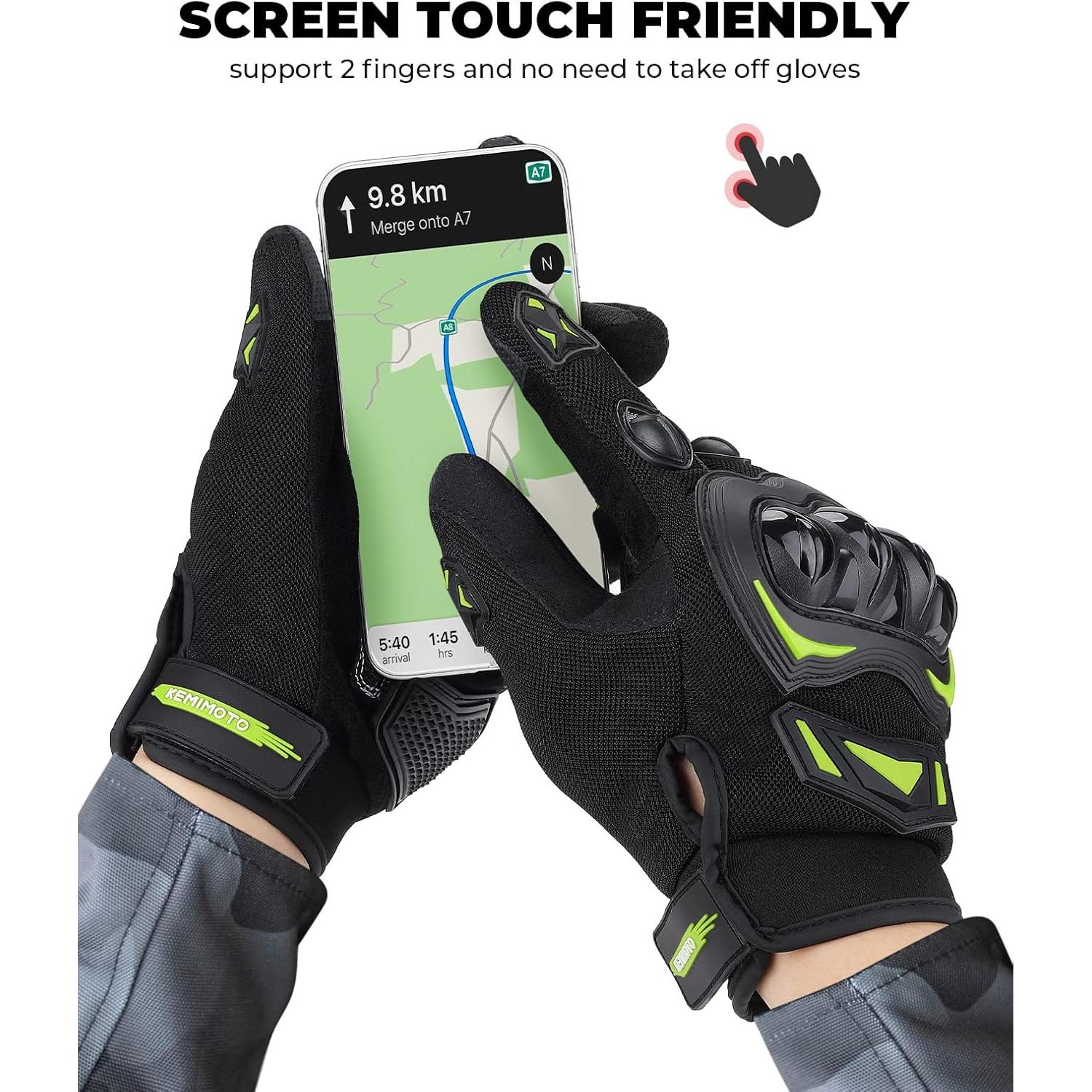 Guantes de Motocicleta KEMIMOTO XXL Verde Transpirables