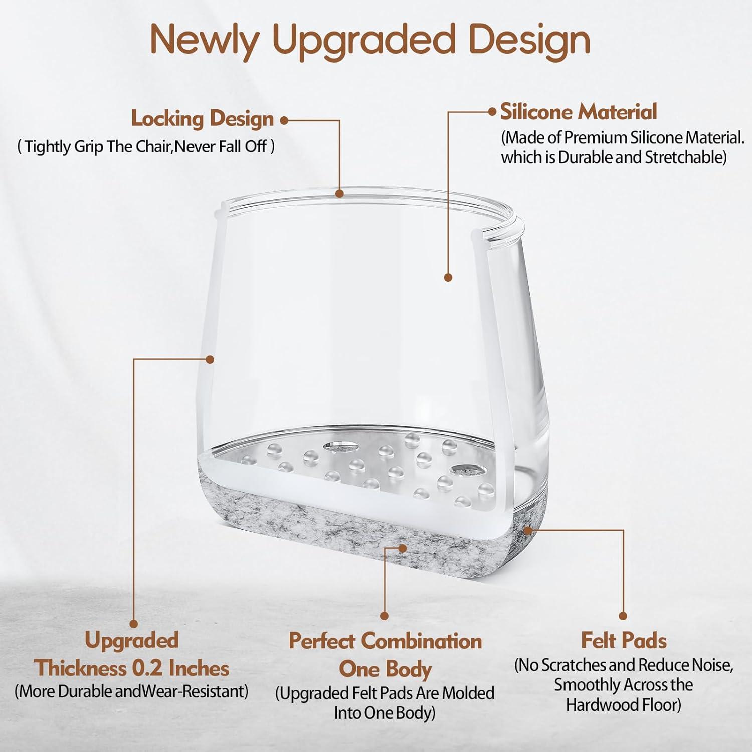 16 Protectores de Pies de Silla BAIPOK Silicona Transparente XS